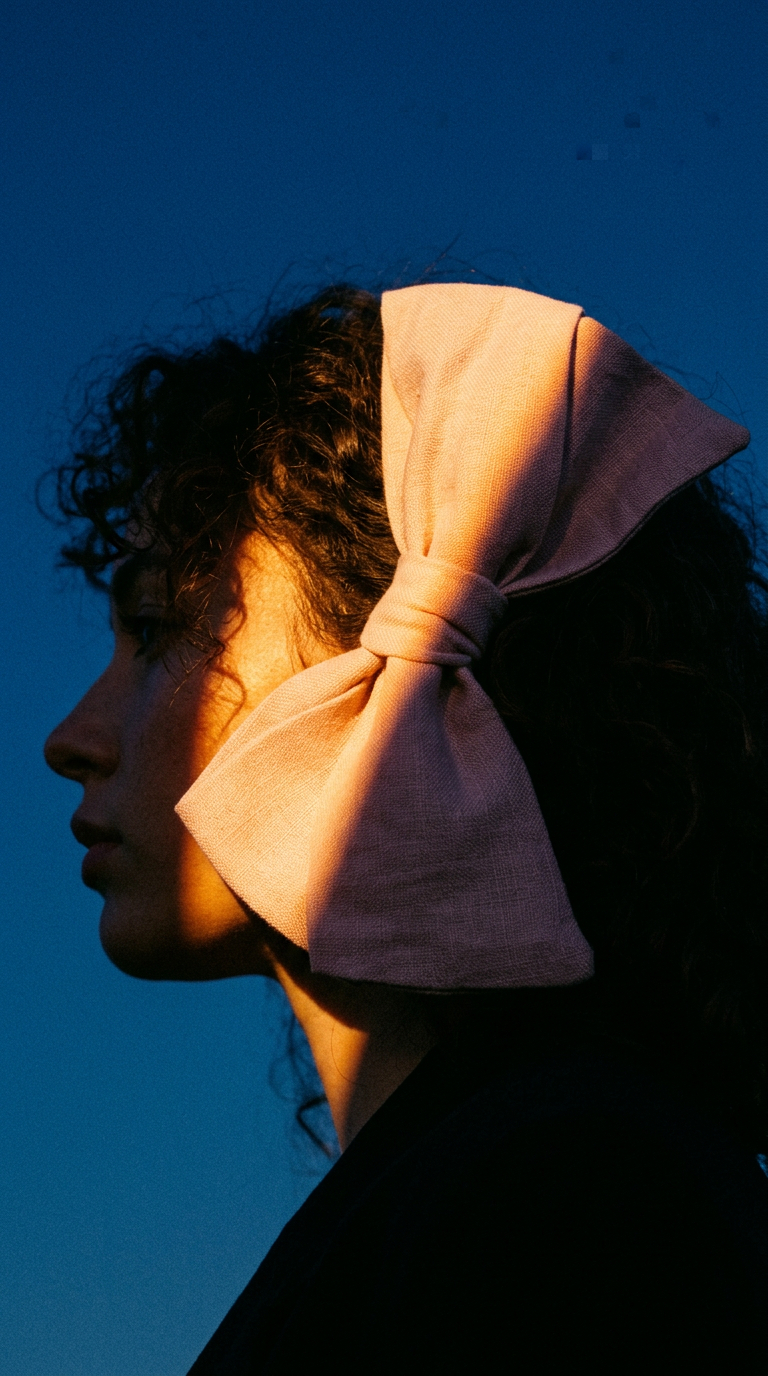 AI product shot of Hair Bow | Linen | Rose | Barette | Handmade