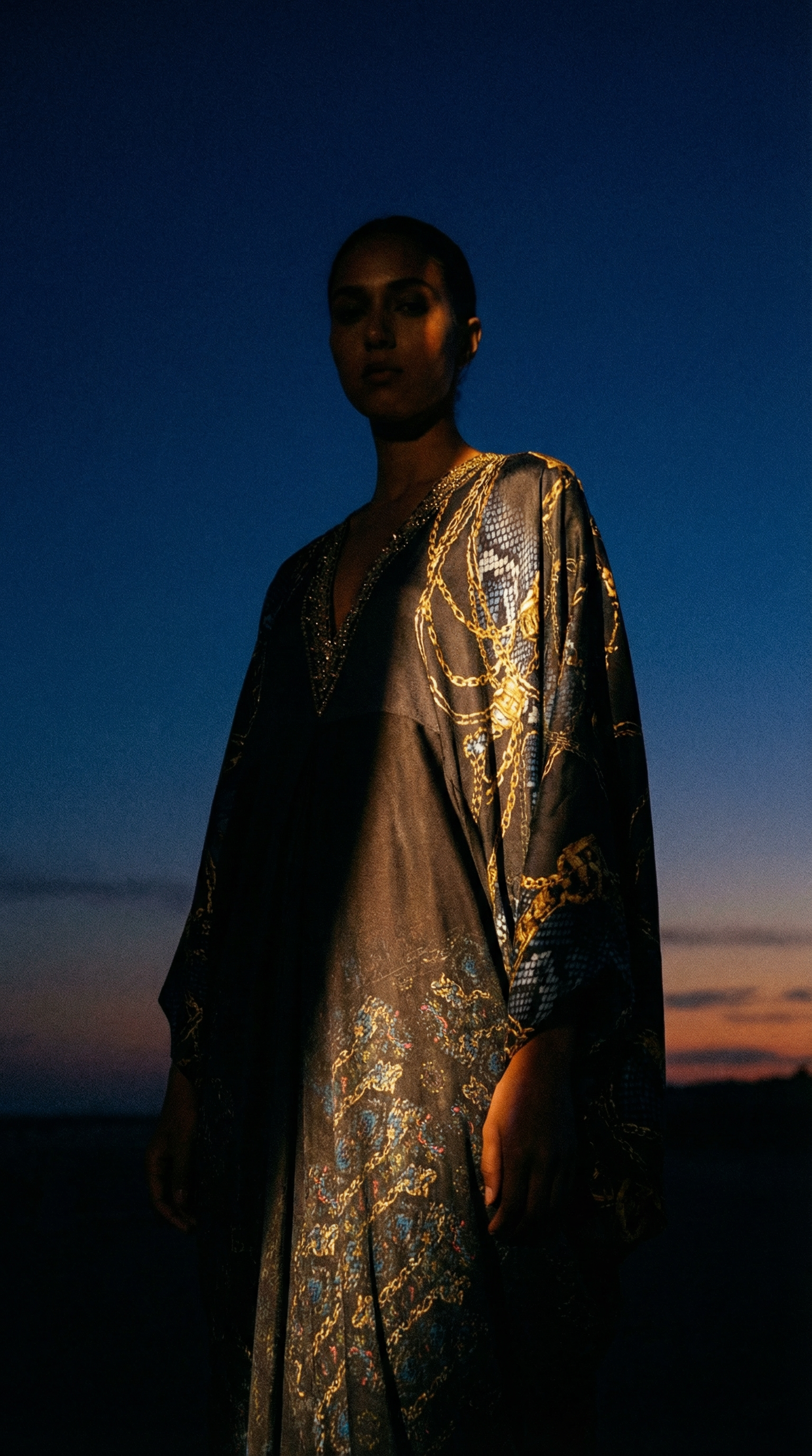 AI product shot of T SHAPE LONG KAFTAN SONG OF THE SOLSTICE