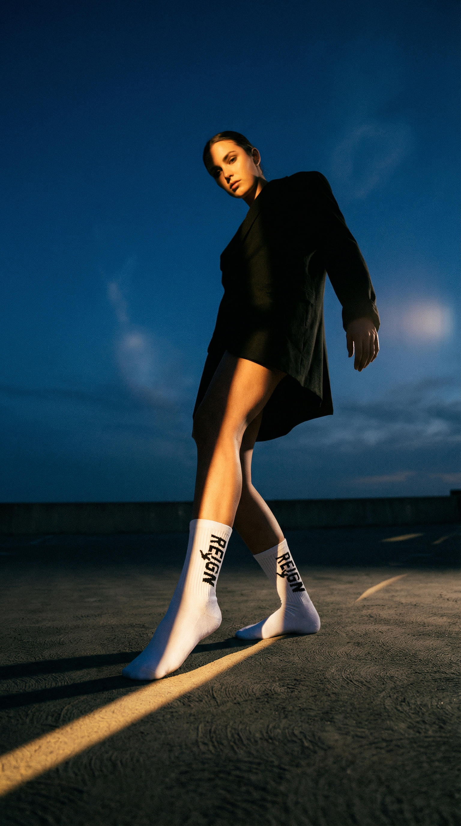 AI product shot of INTARSIA KNIT SIGNATURE SOCKS (BLACK)