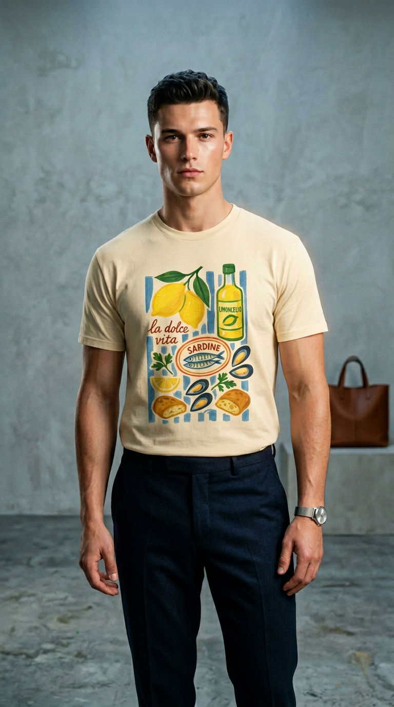 AI product shot of La Dolce Vita Collage Tee