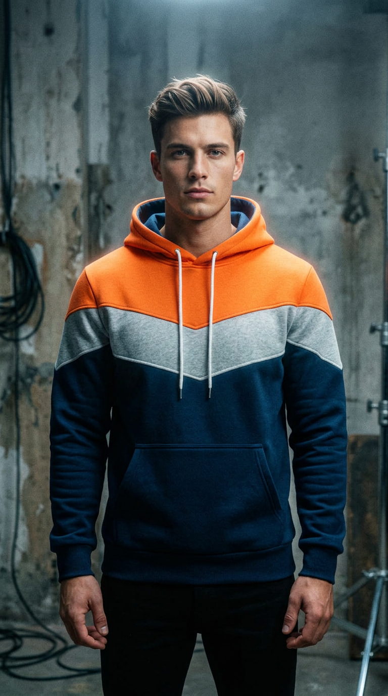 AI product shot of Men's Hooded Tracksuit Top