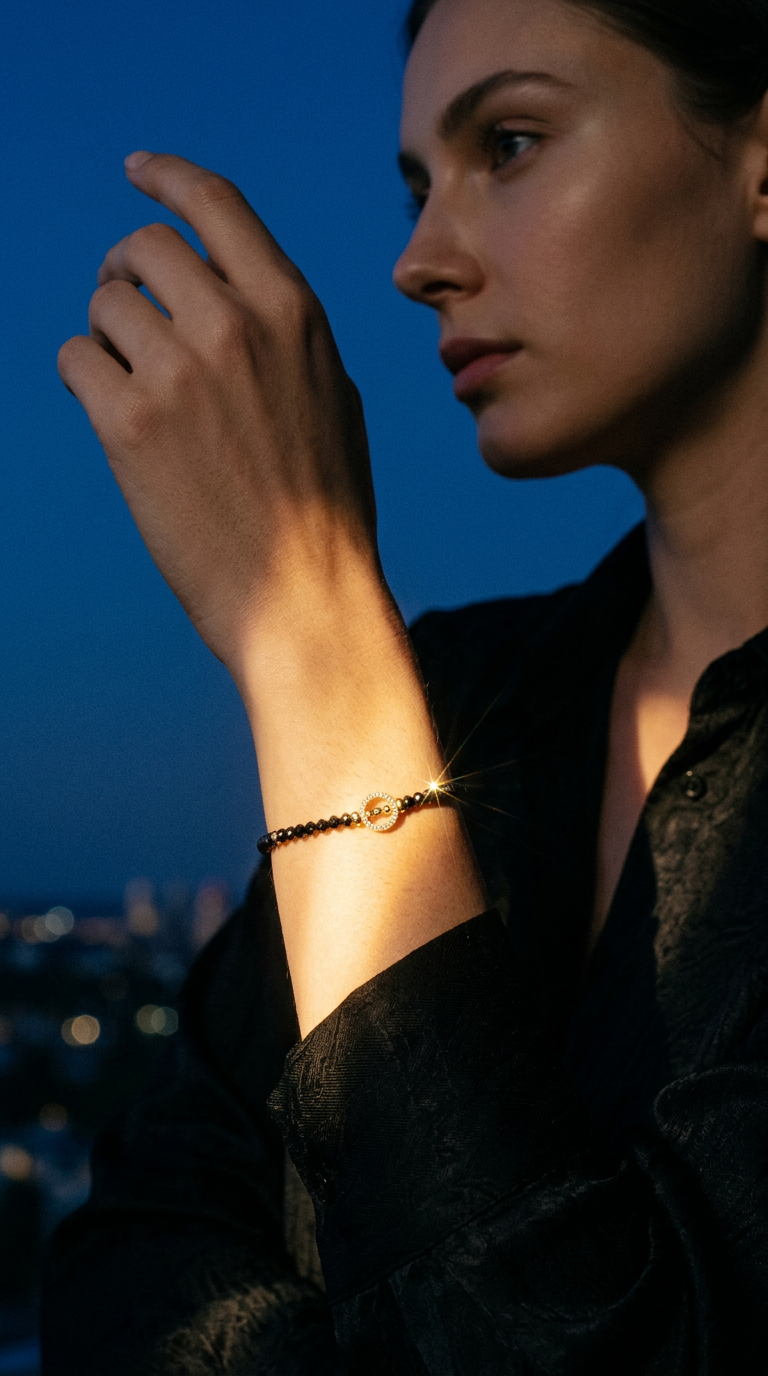 AI product shot of Black Beaded Bracelet