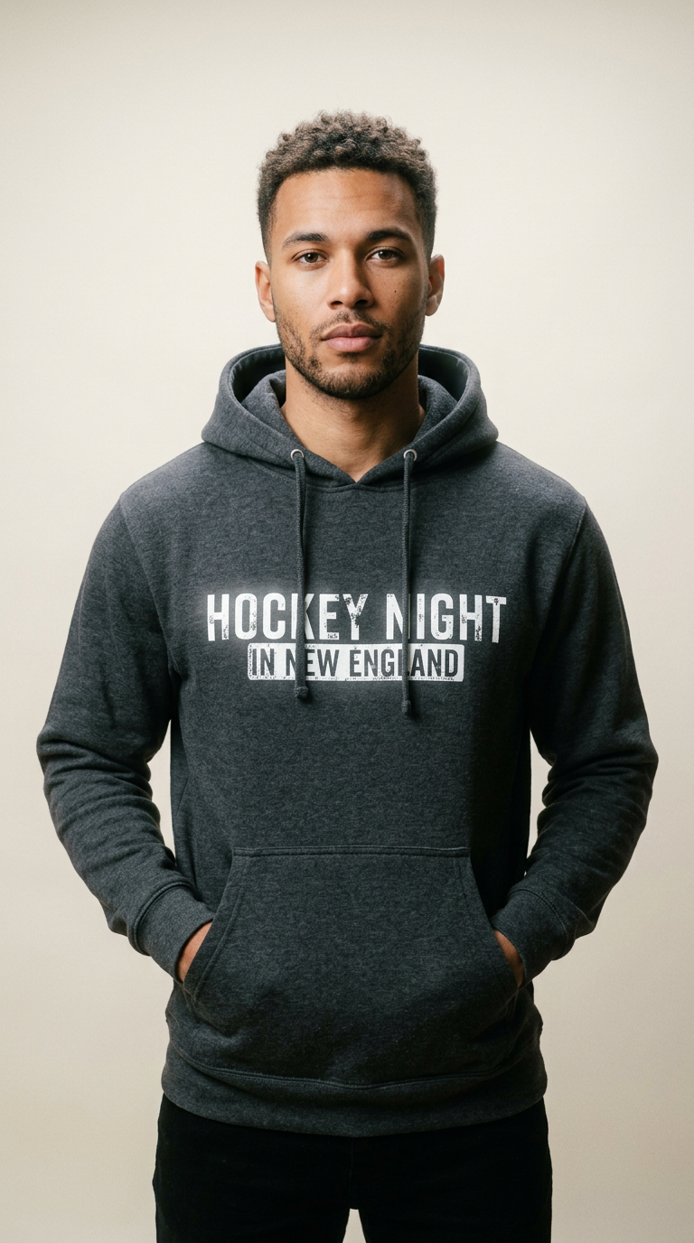 AI product shot of Charcoal Heather Midweight Hooded Sweatshirt