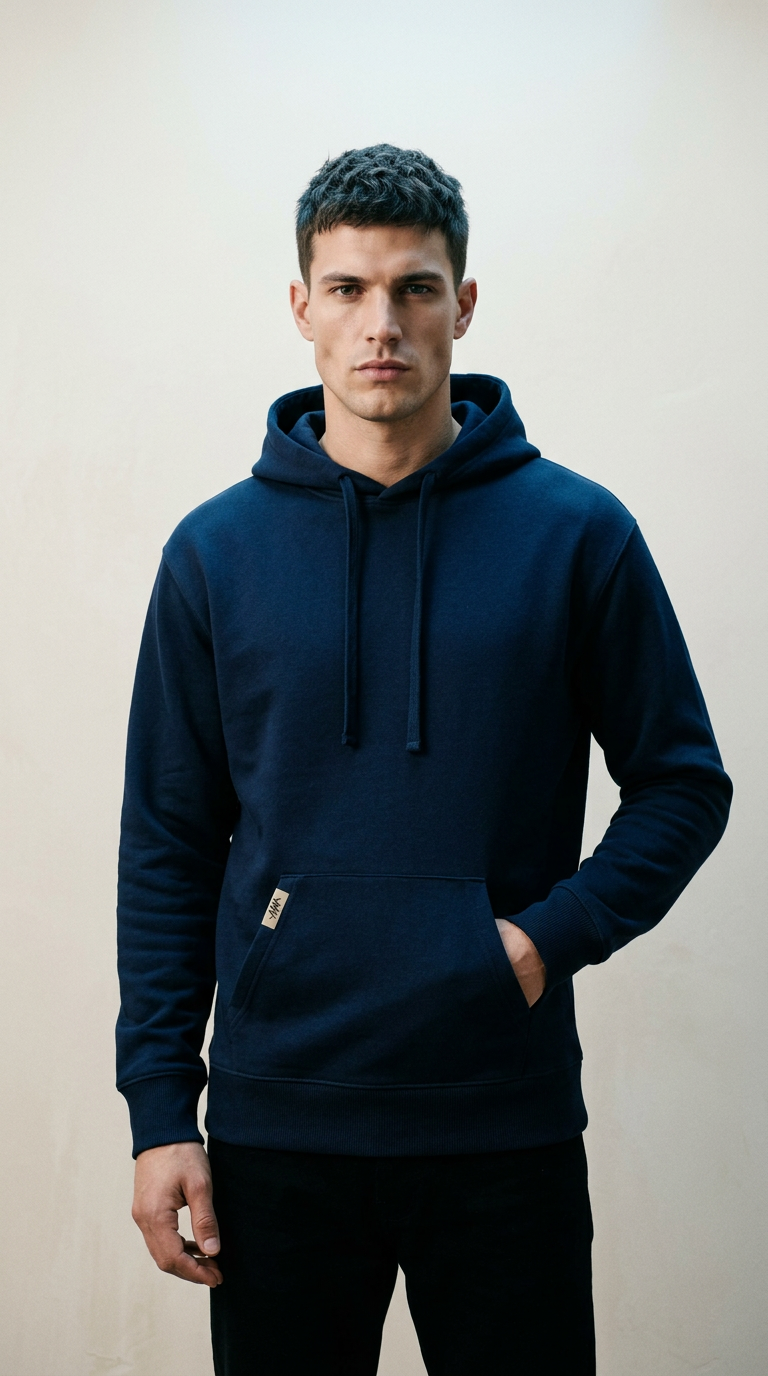 AI product shot of French Terry Hoodie || Organic Cotton | 400 gsm