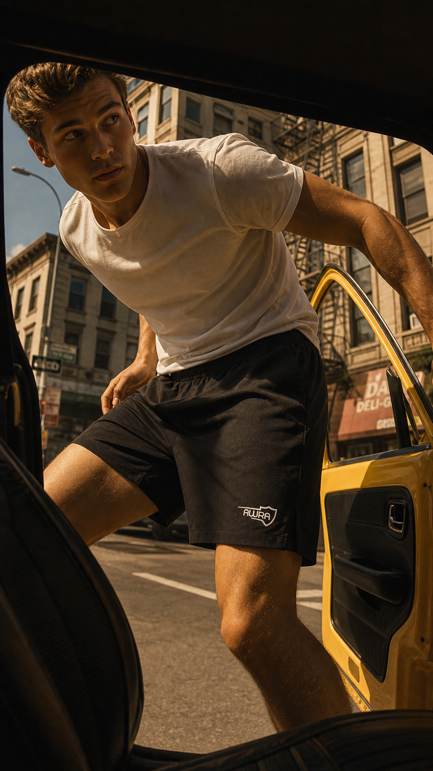 AI product shot of Awrashield - Pro Combat Shorts