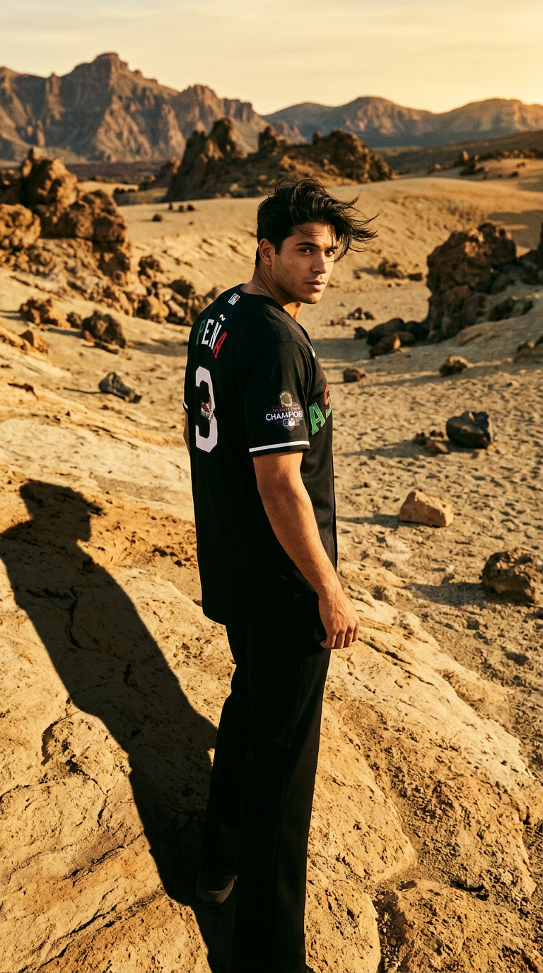 AI product shot of Men's Houston Astros Jeremy Pena Black Alternate Replica Jersey