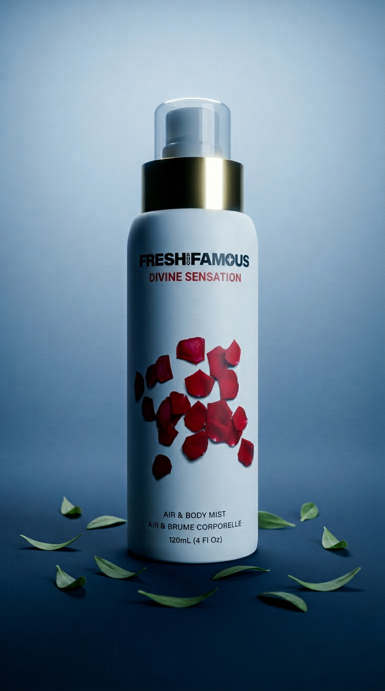 AI product shot of Fresh And Famous ™️ MAGNESIUM-INFUSED SPORTS AIR & BODY MIST.