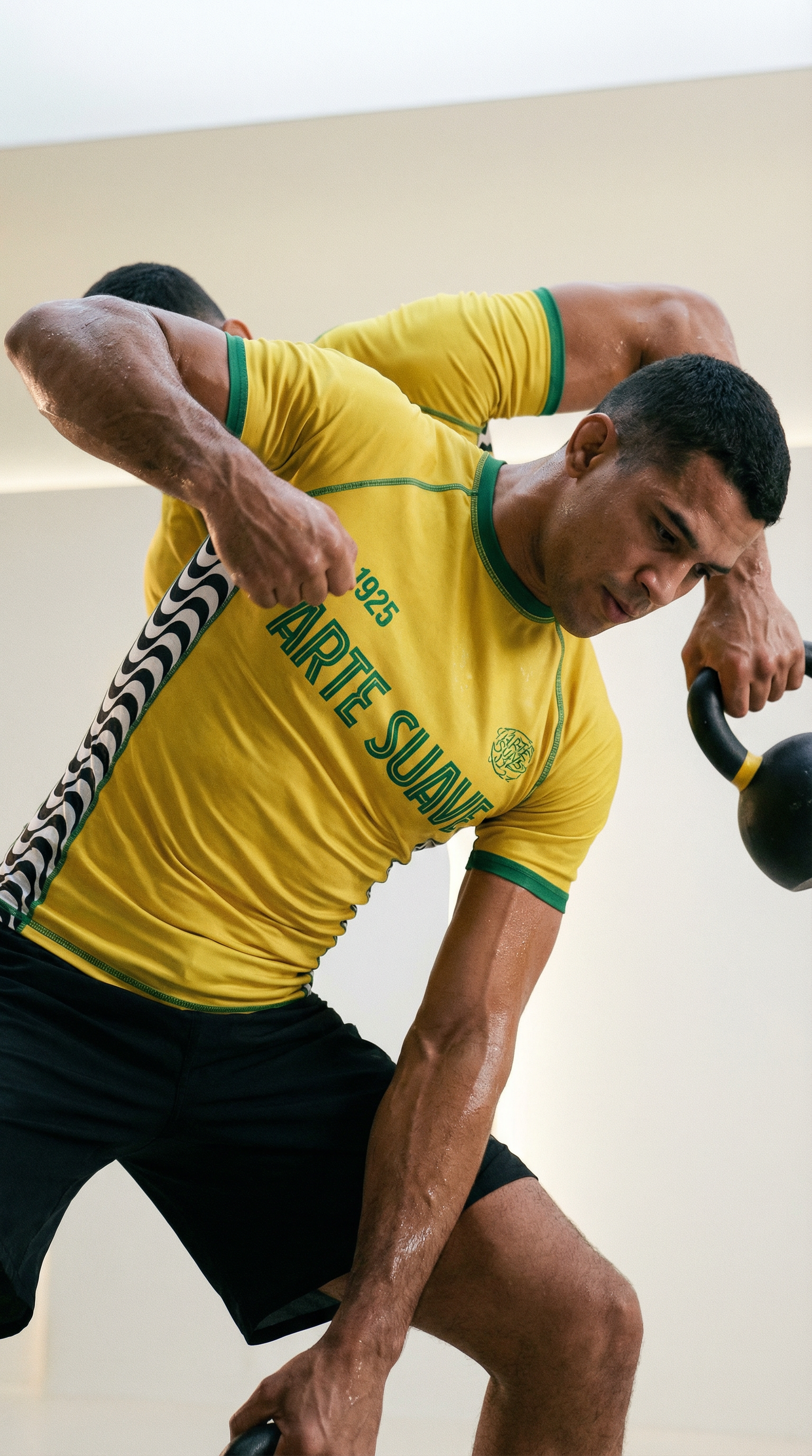 AI product shot of Arte Suave Yellow Rashguard