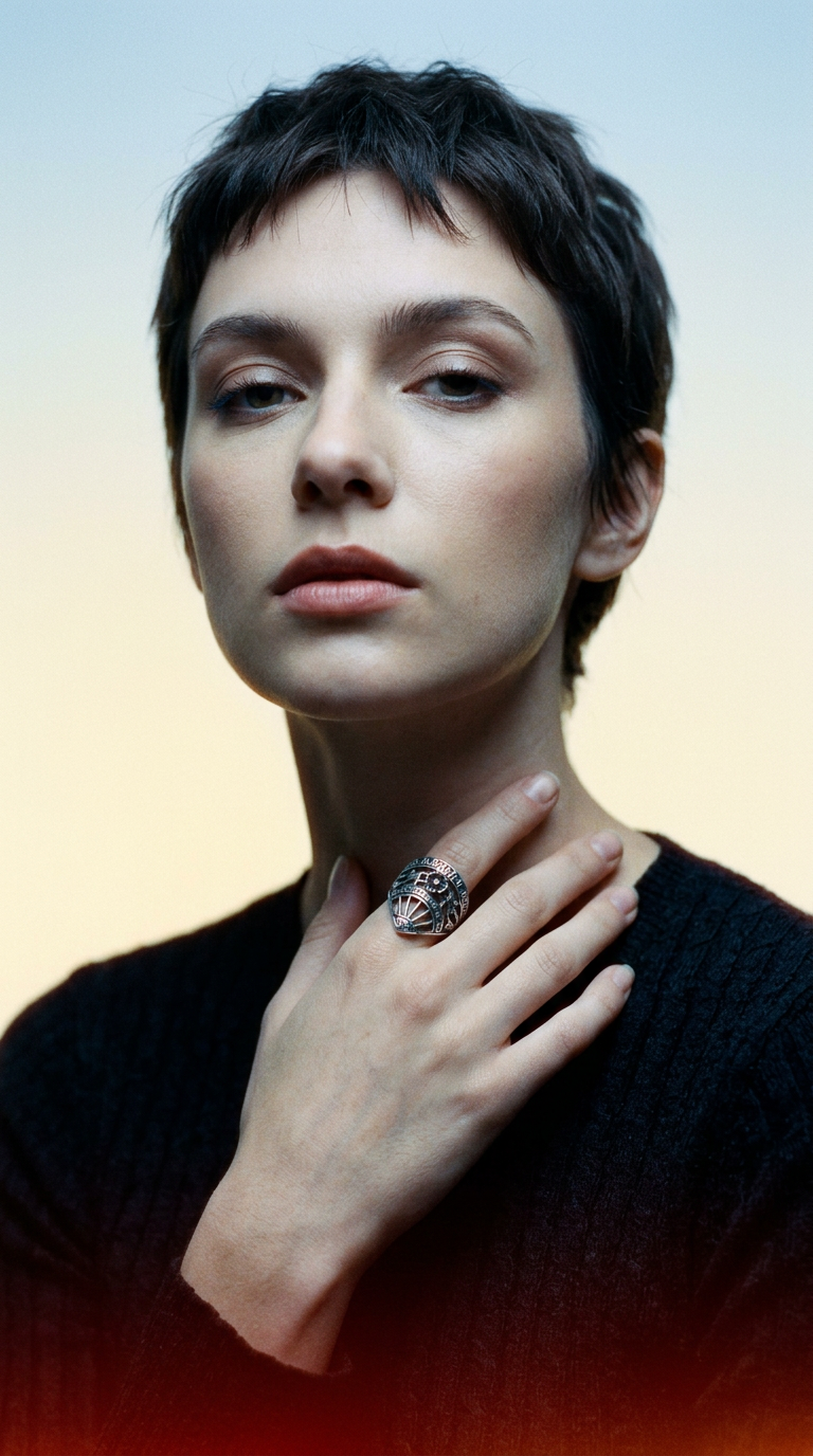 AI product shot of Floral Fan Ring