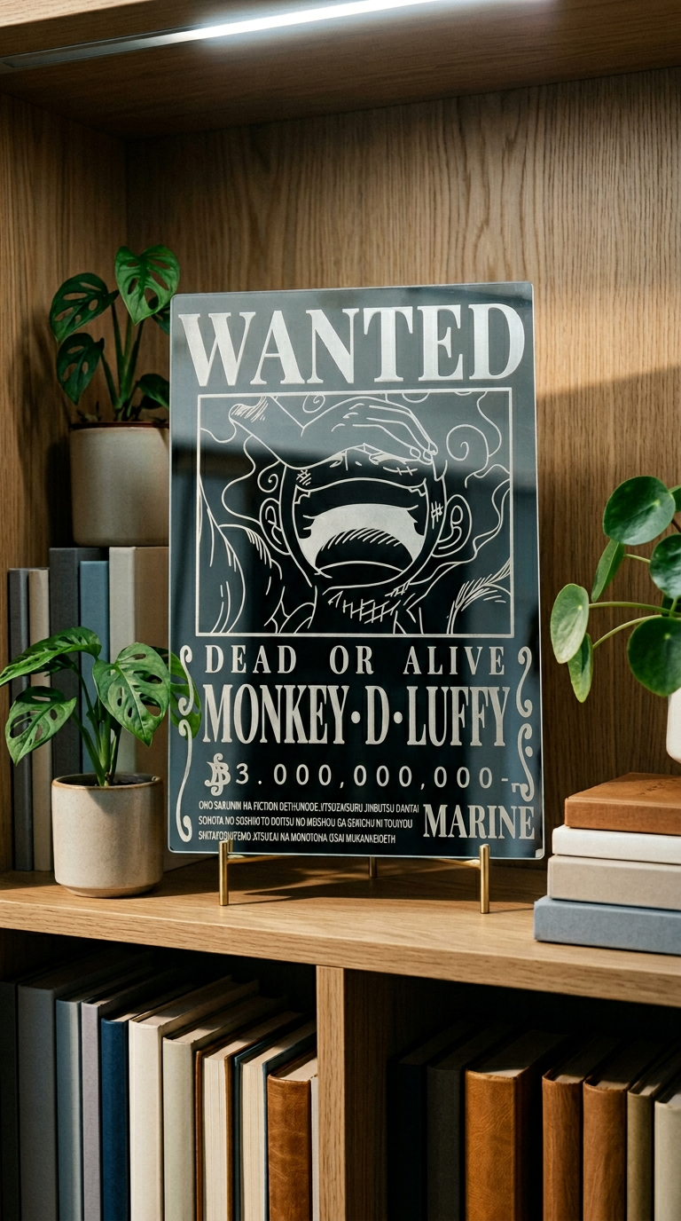AI product shot of Monkey D. Luffy Wanted Poster Mirror
