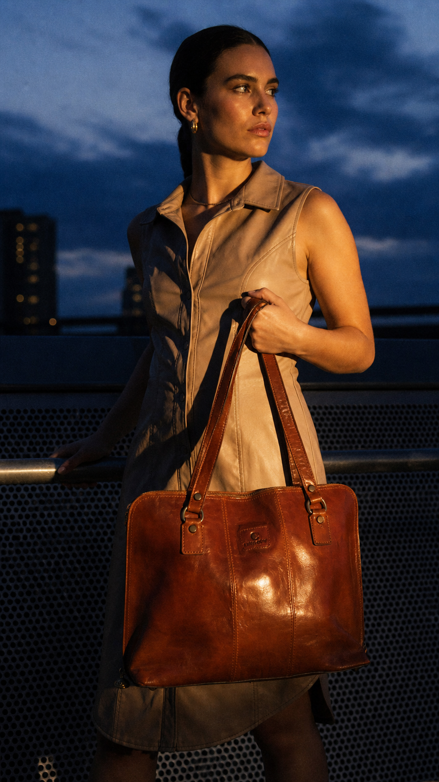 AI product shot of Martina – Large Leather Office Bag