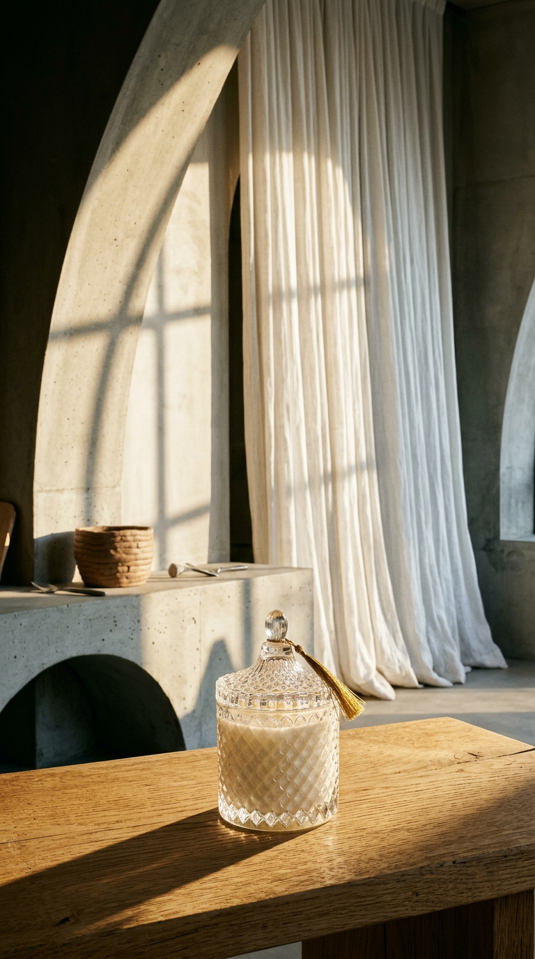 AI product shot of Everlucent You’re a Vibe - Lemongrass & Vanilla Luxury Candle