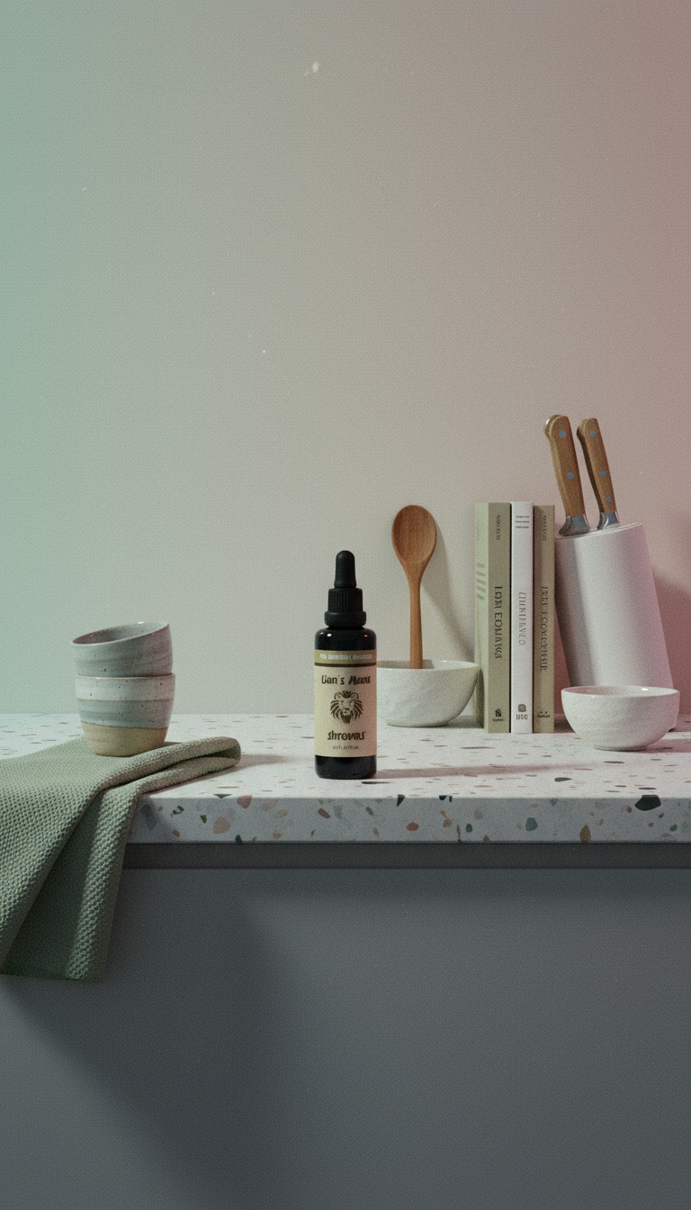 AI product shot of Lion's Mane Mushroom Extract