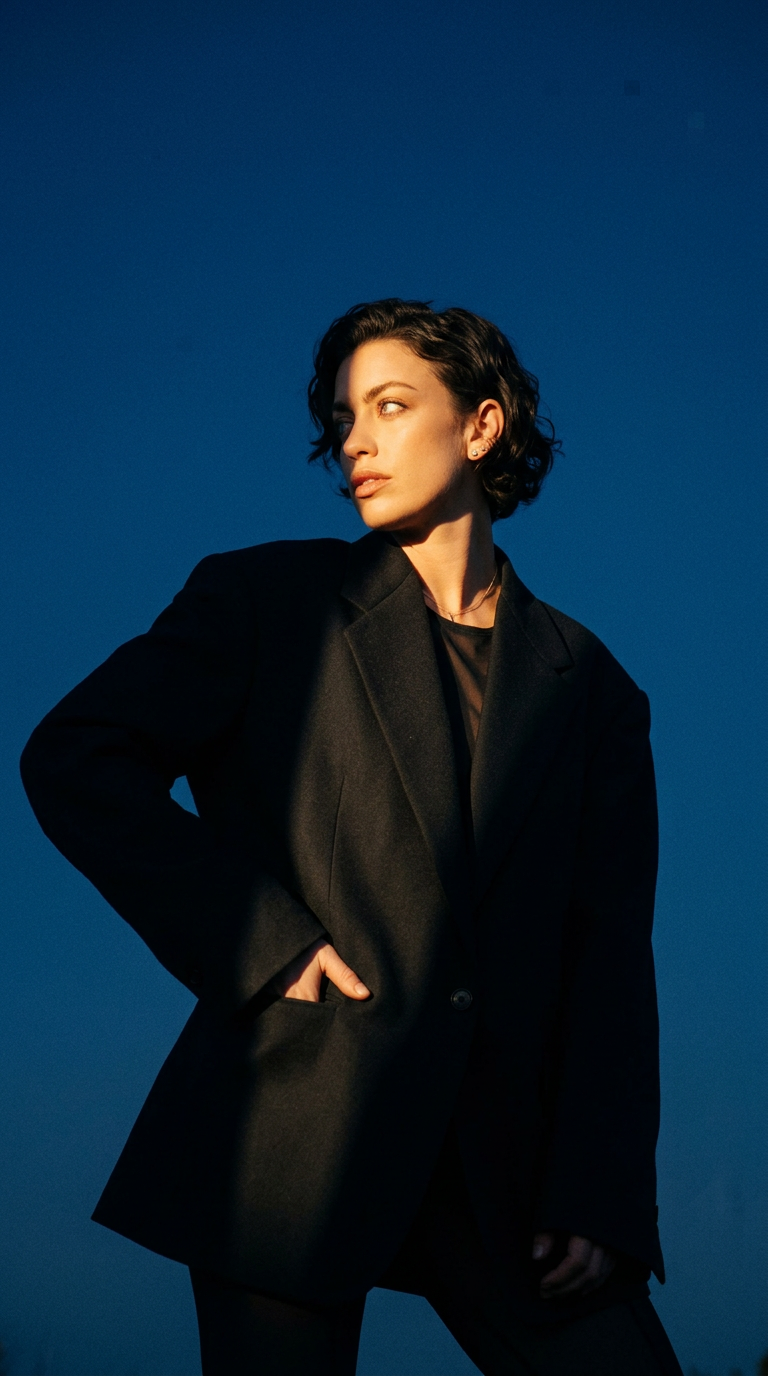 AI product shot of BYLOTTE Studios Oversized Blazer - Harvey Blazer - Black