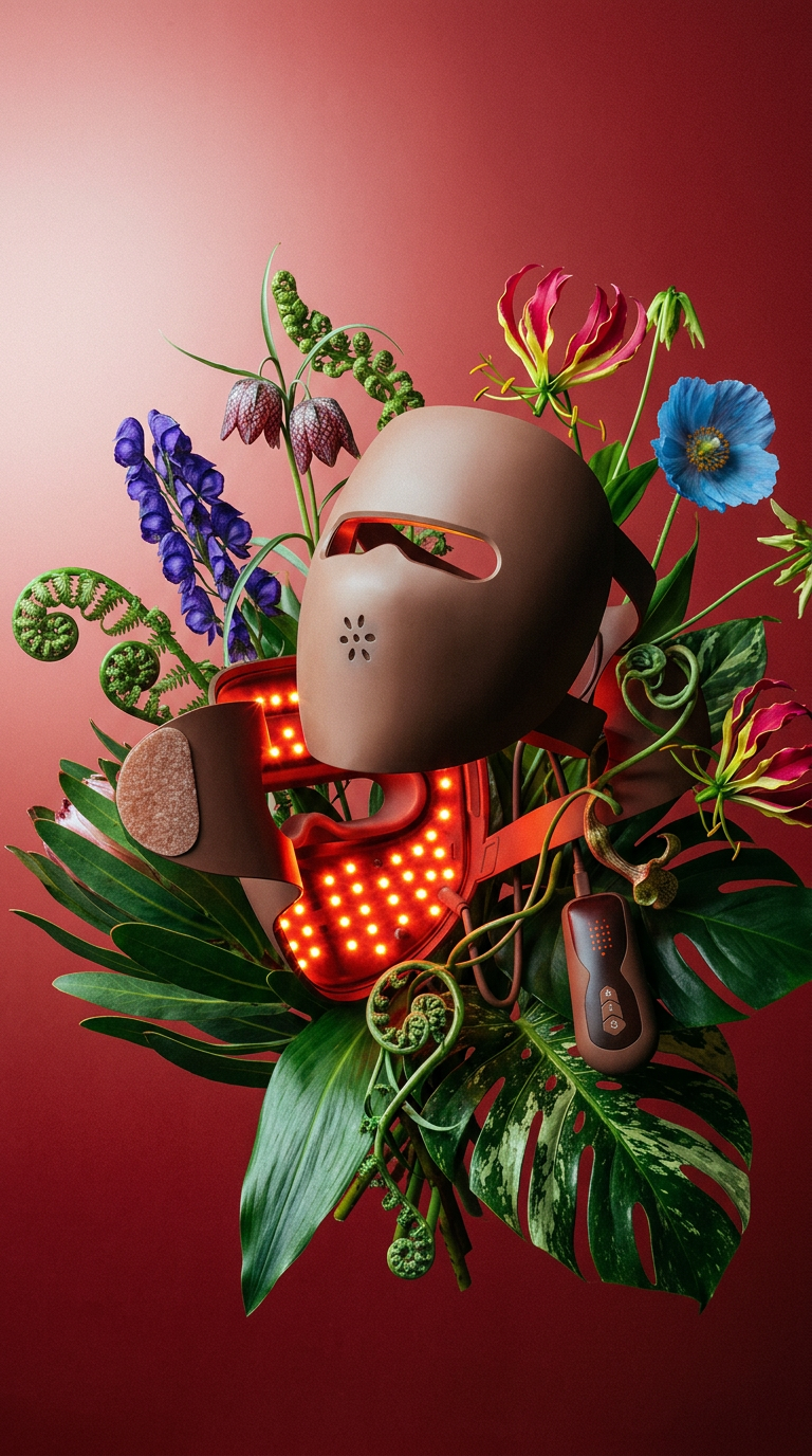 AI product shot of Loomina Red Light LED Face Mask