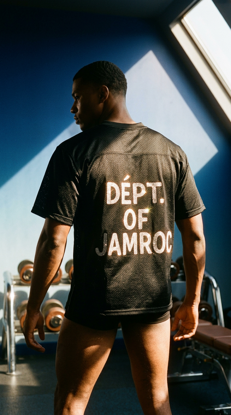 AI product shot of Jamroc Warrior Jersey - Unleash Your Inner Strength