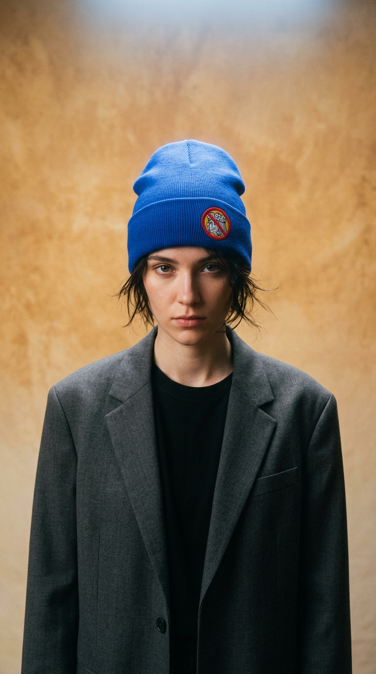 AI product shot of No Kings Beanie