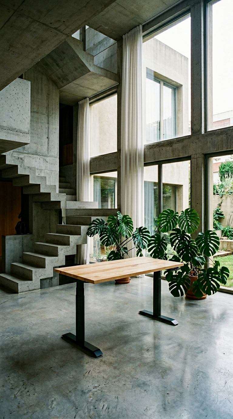 AI product shot of Aspire Solid Wood Standing Desk