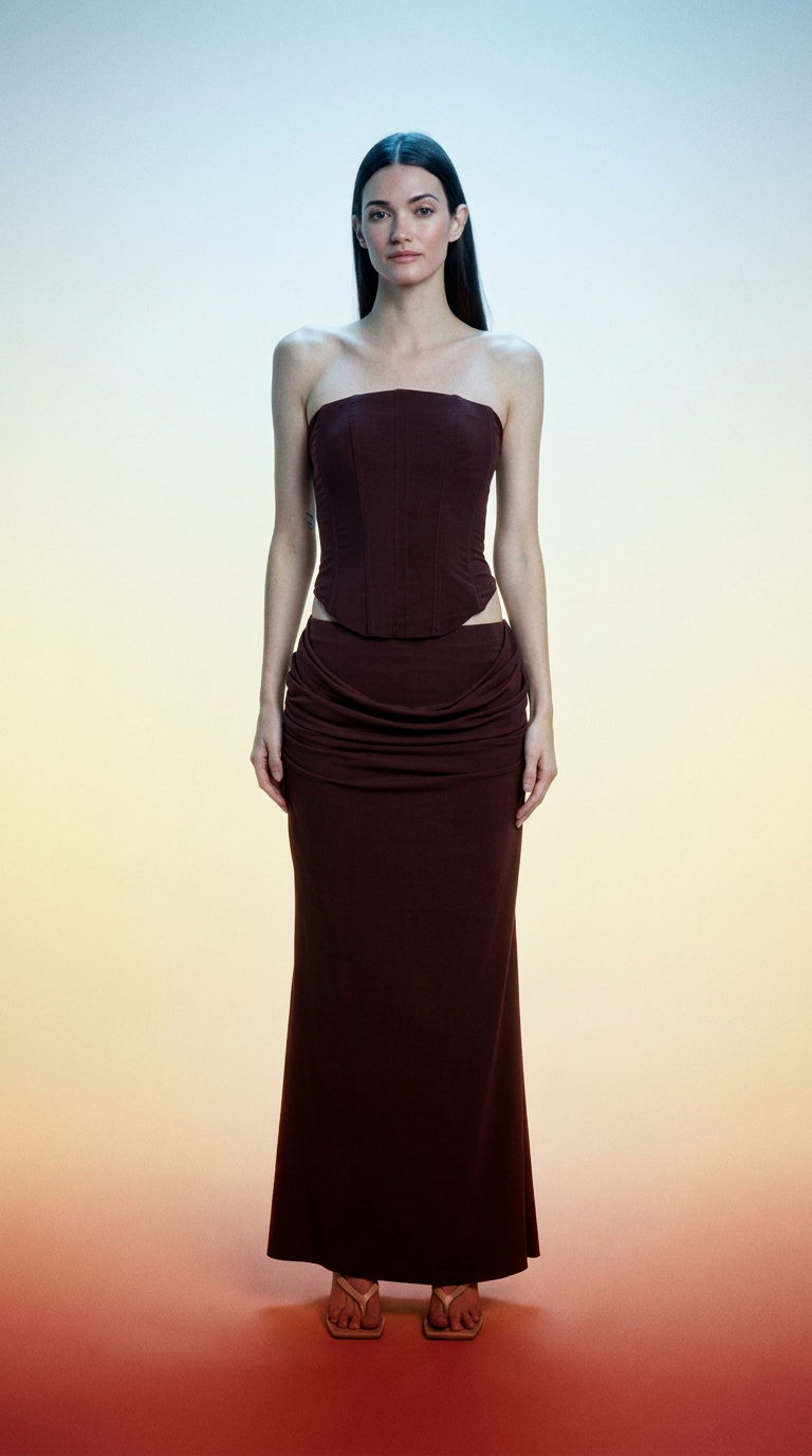 AI product shot of Mesh Corset Bustier Coffee