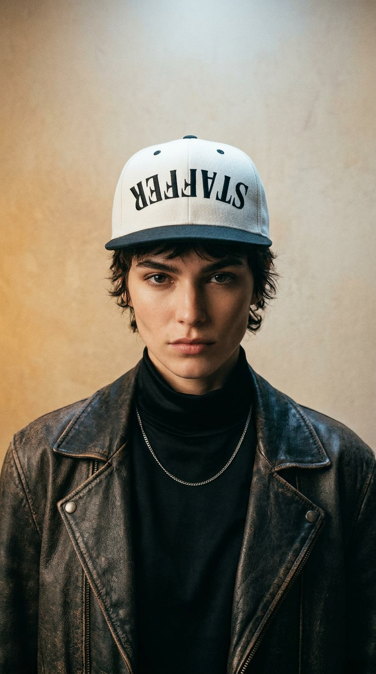 AI product shot of STAFFER Snapback Hat