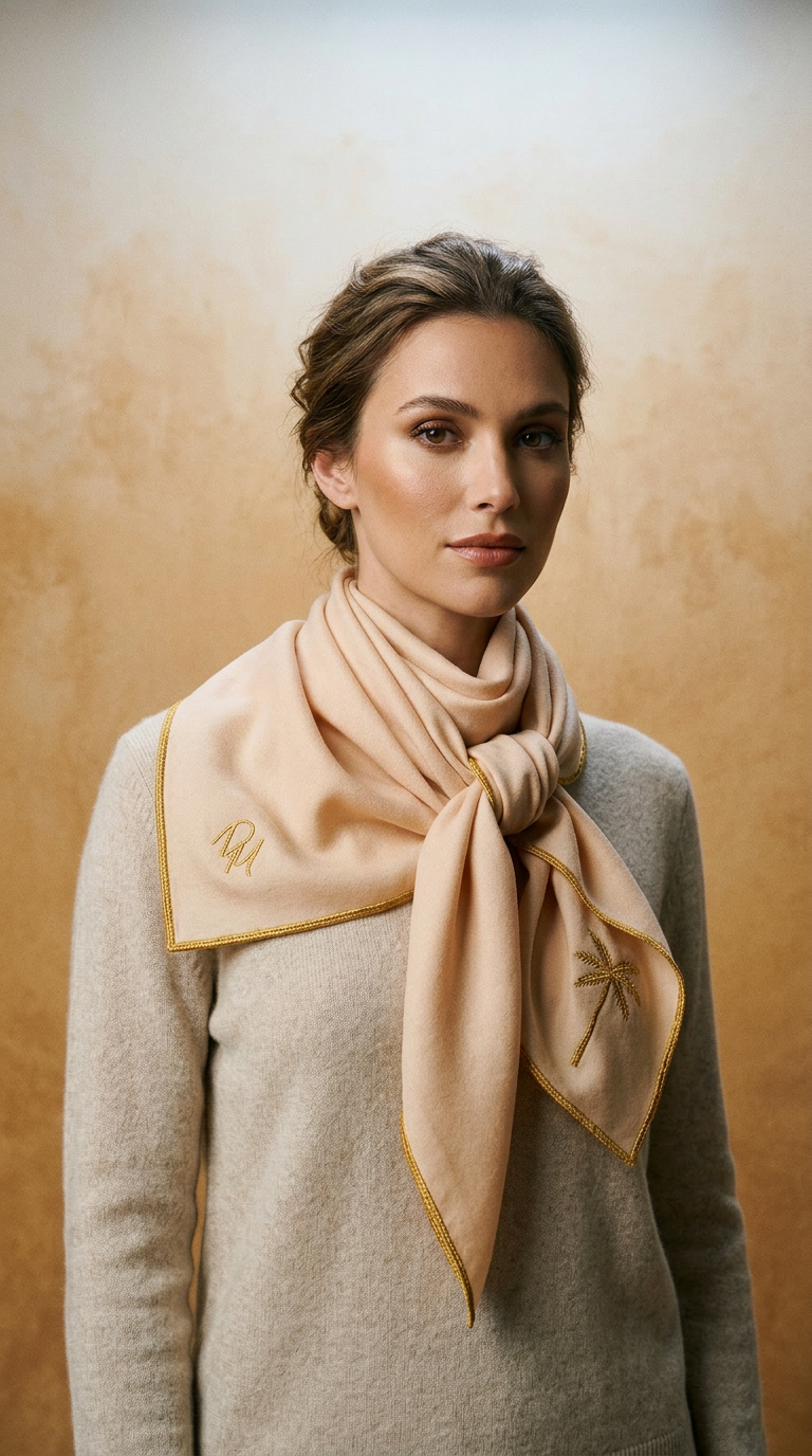 AI product shot of Aurora Silk Scarf