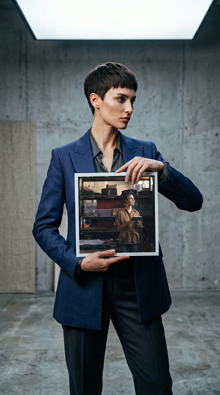 AI product shot of Mujer, pequeña empresa y pensando con tablet en la gestión del almacenamiento, la cadena de suministro o el inventario en el almacén. Mujer, empresaria o gerente maravillada con la tecnología para el servicio minorista - Fotografía de stock