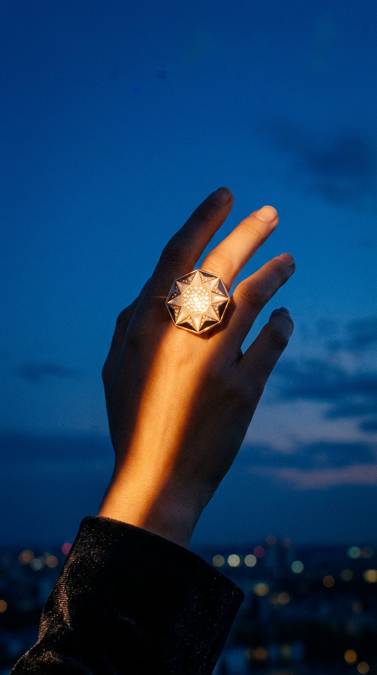 AI product shot of Sarh Mother Of Pearl Diamond Ring