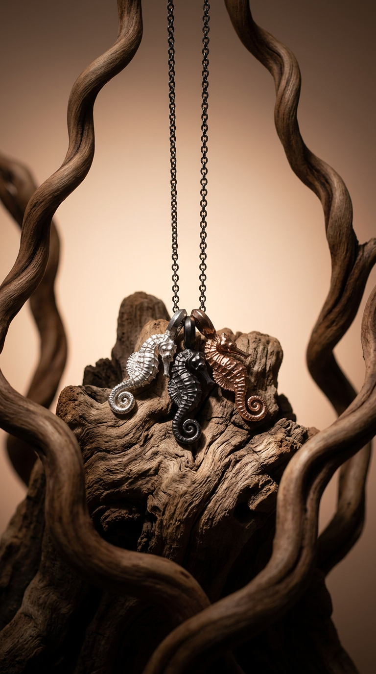 AI product shot of SEAHORSE PENDANT MEDIUM Rose Gold