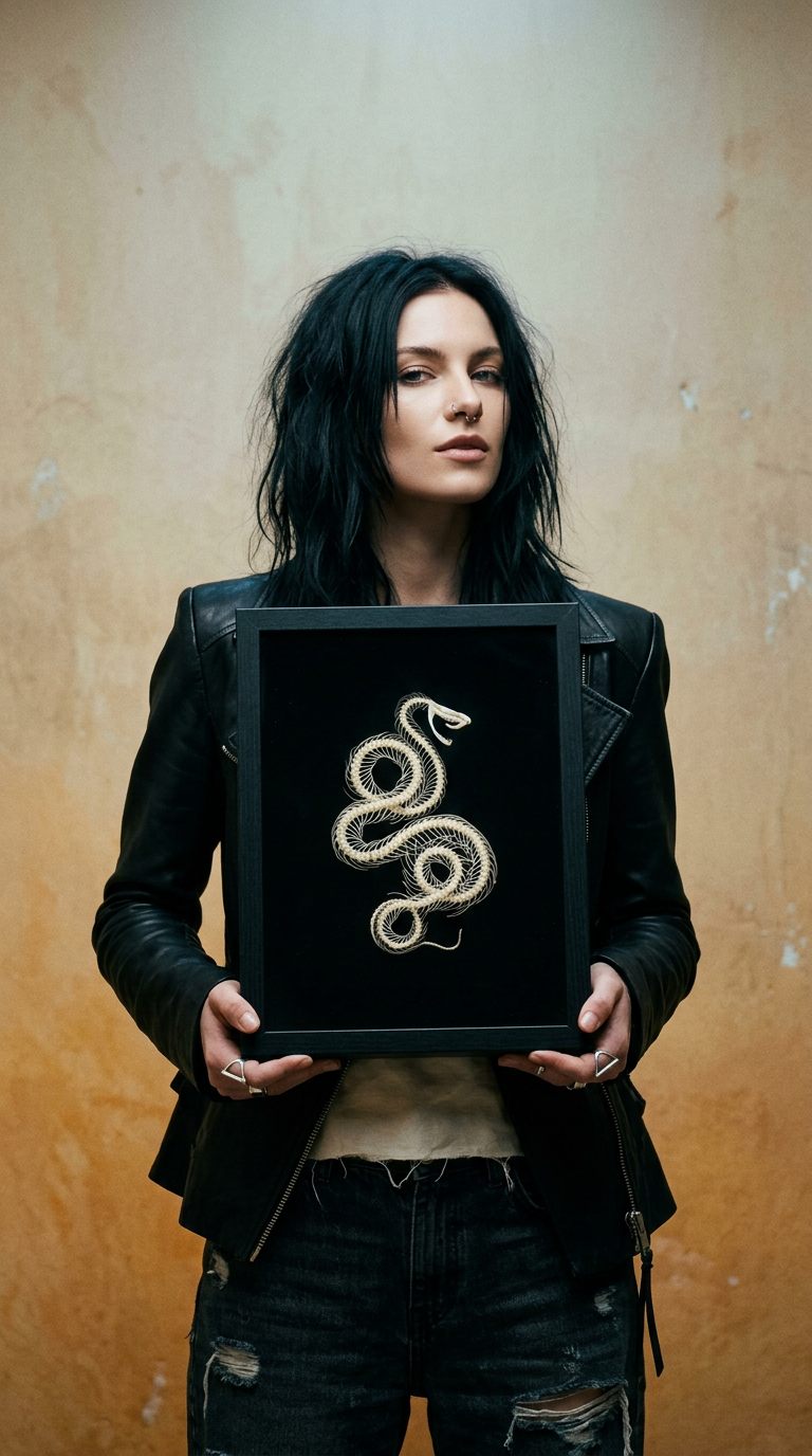 AI product shot of Real snake skeleton (in box)