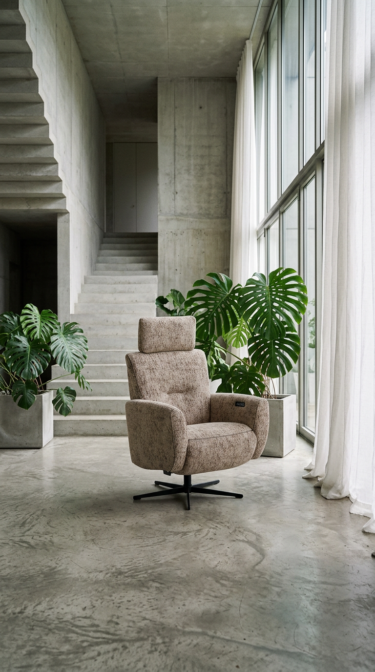 AI product shot of Relaxstoel Cosenza Beige Stof