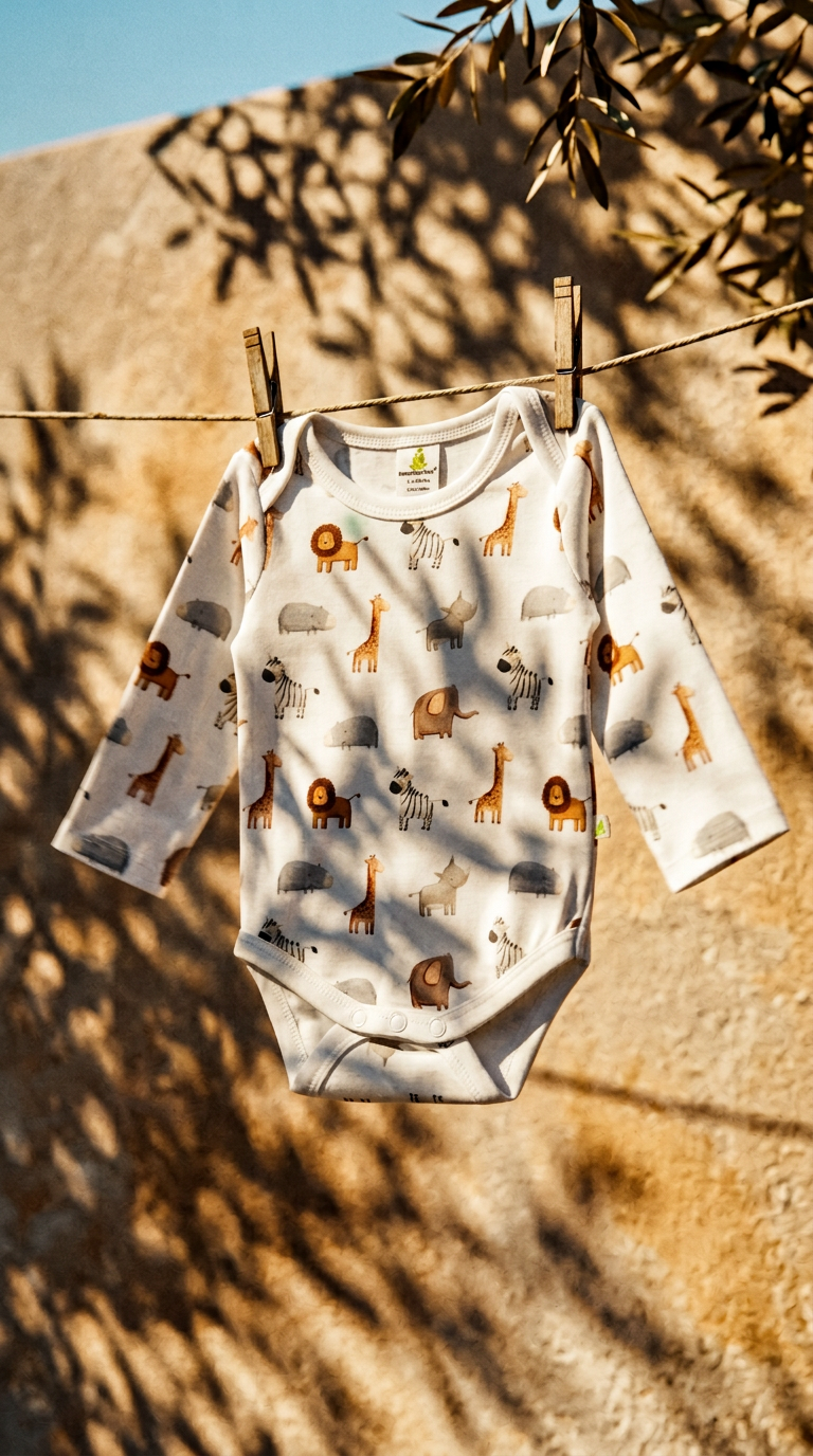 AI product shot of Safari Buddies Long Sleeve Bodysuit