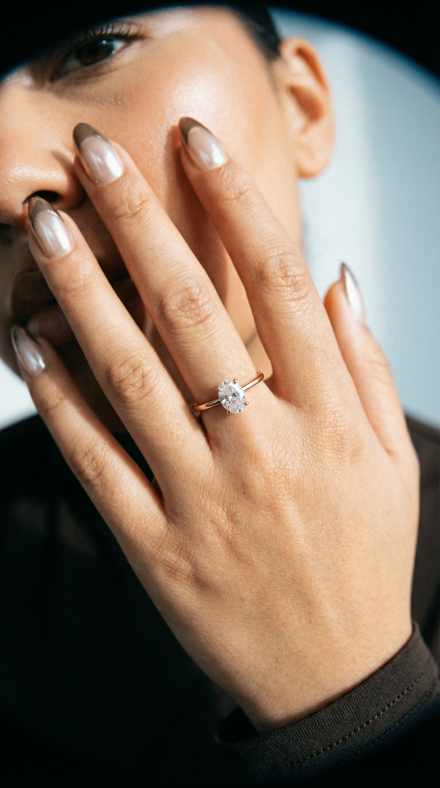 AI product shot of ESPRESSO FRENCH CHROME / ALMOND