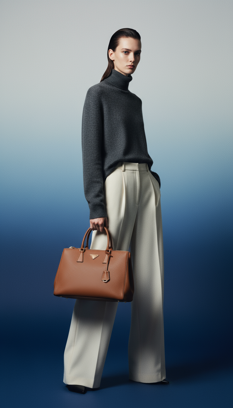 AI product shot of Prada Galleria large Saffiano leather bag