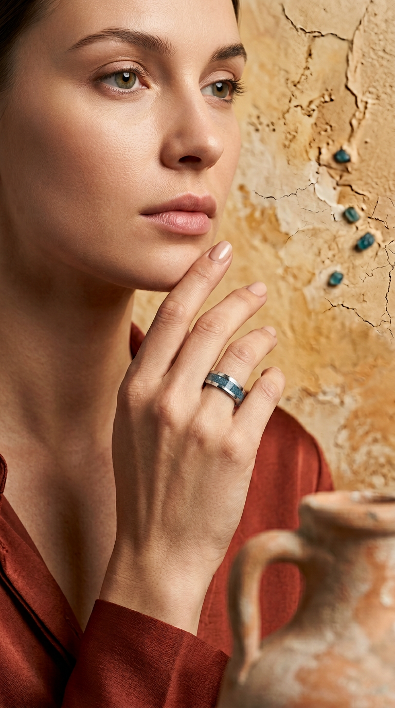 AI product shot of Genuine Montana Sapphire Ring, blue sapphire band, Montana sapphires, gemstone band, mens band, womans band, wedding ring, engagement band