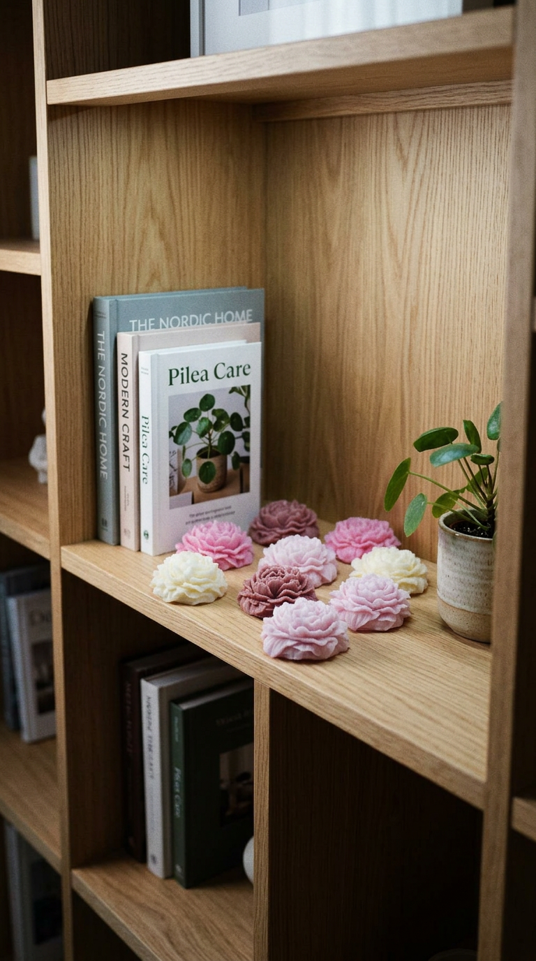 AI product shot of Pivoňka | Dekorativní sójová svíčka