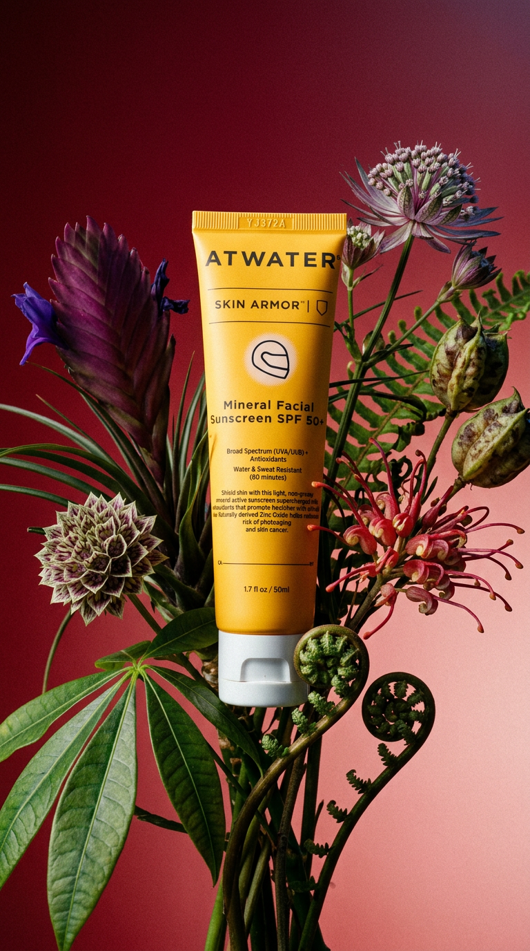 AI product shot of Skin Armor Mineral Facial Sunscreen SPF50+