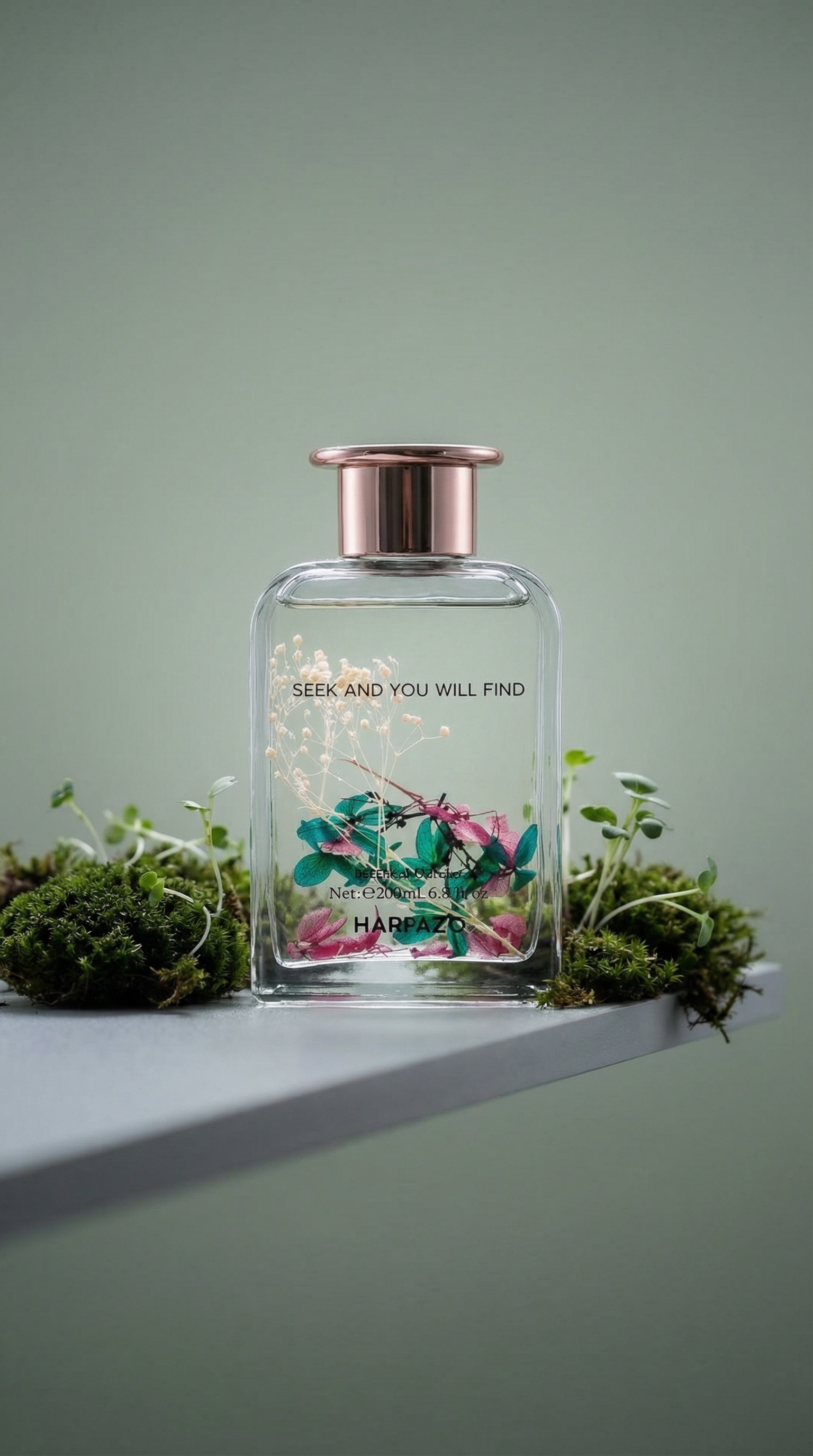 AI product shot of The Secret Words of Flowers reed diffuser