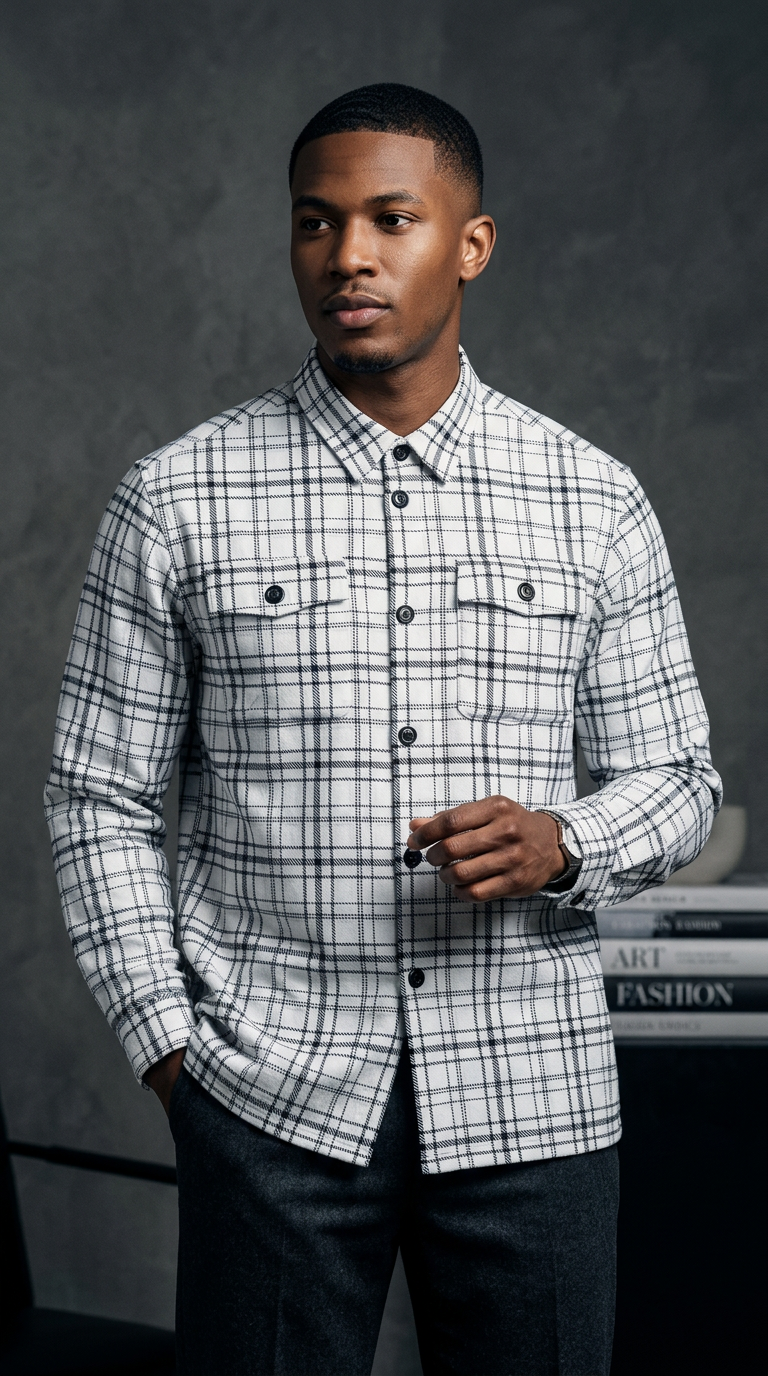 AI product shot of Plaid Overshirt