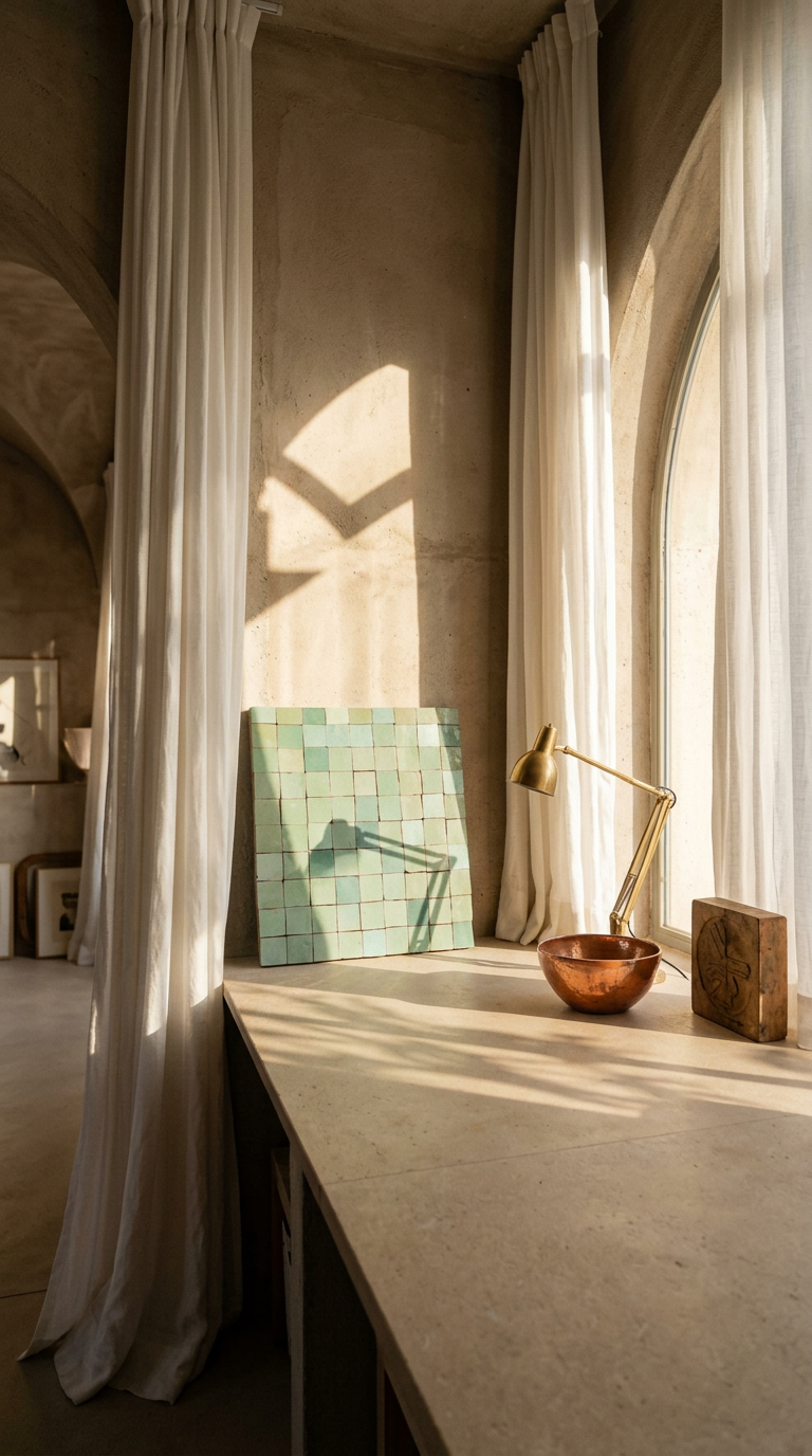 AI product shot of 1 in / 2.5 cm light green square micro Zellige mosaic tile sheet in 25cm panel