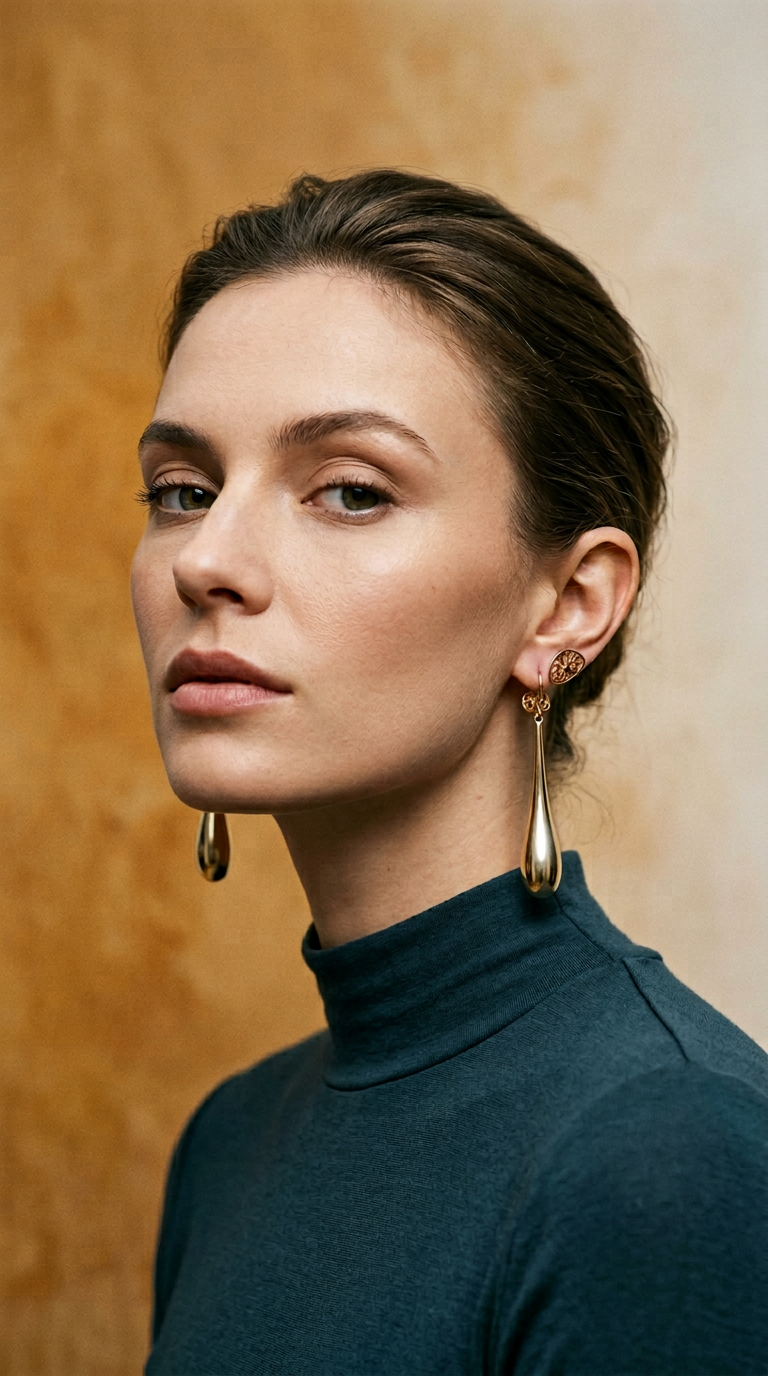 AI product shot of 14K Drop Earrings