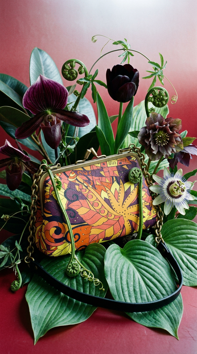 AI product shot of Aki Small Leather Metal Frame Clutch