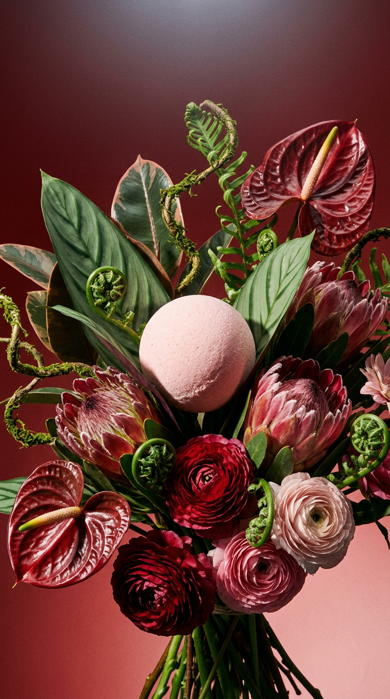 AI product shot of Floral Gardenia Bath Bomb