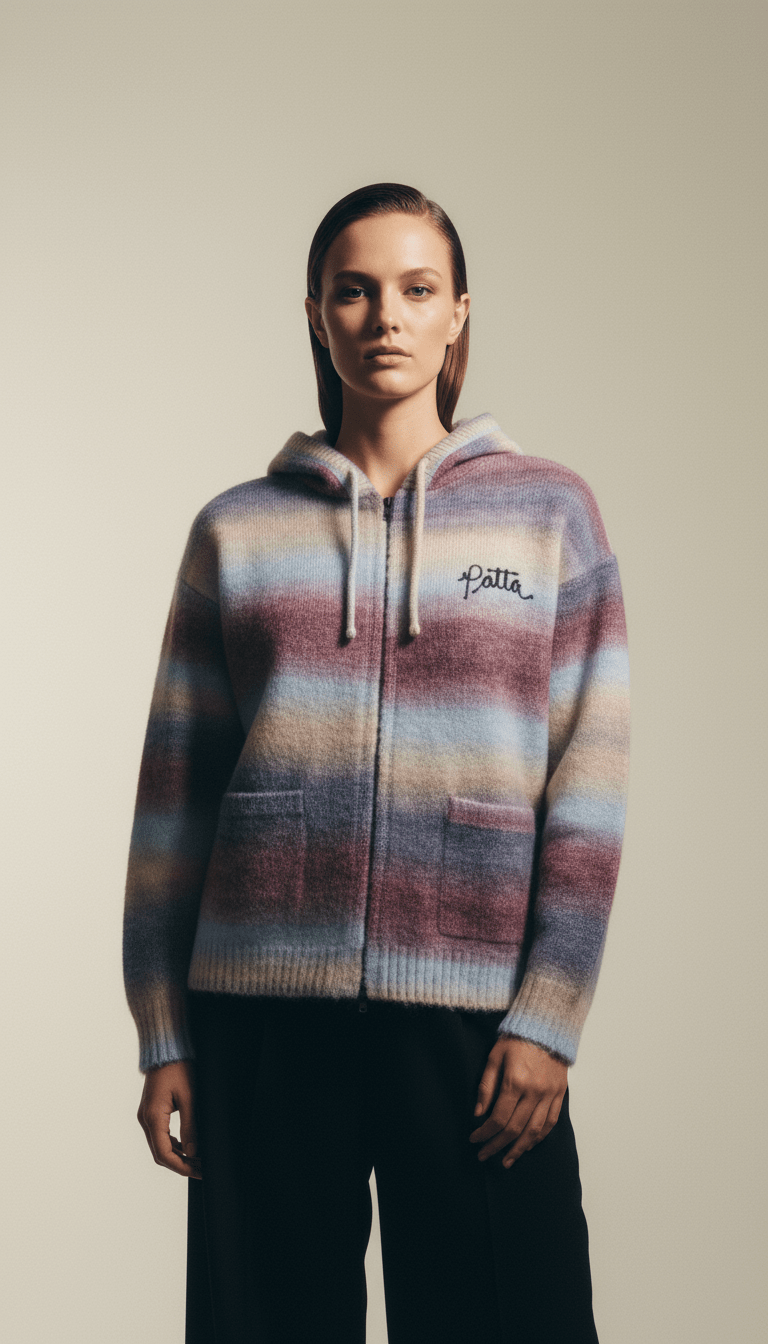 AI product shot of Patta Space Dye Knitted Hooded Sweater (Multi)
