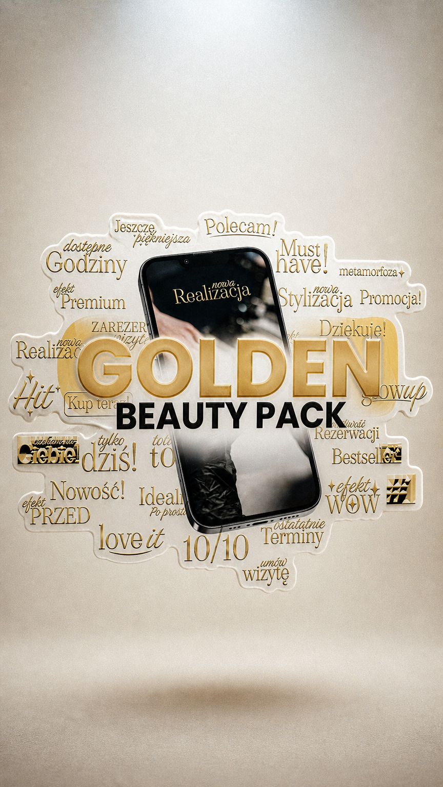 AI product shot of Golden Beauty Pack - Pakiet 30 naklejek