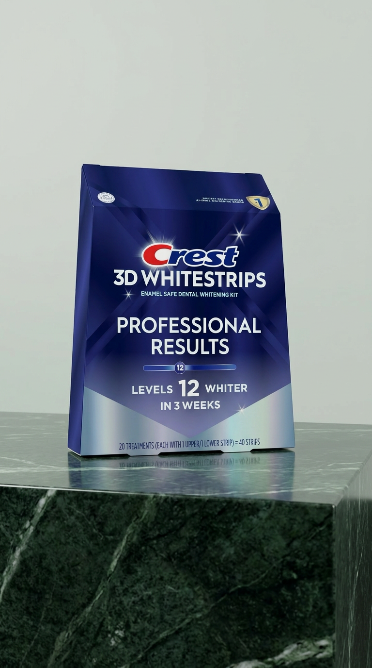 AI product shot of Bande Crest 3D White Strips Professional Effects (Boîte Complète)