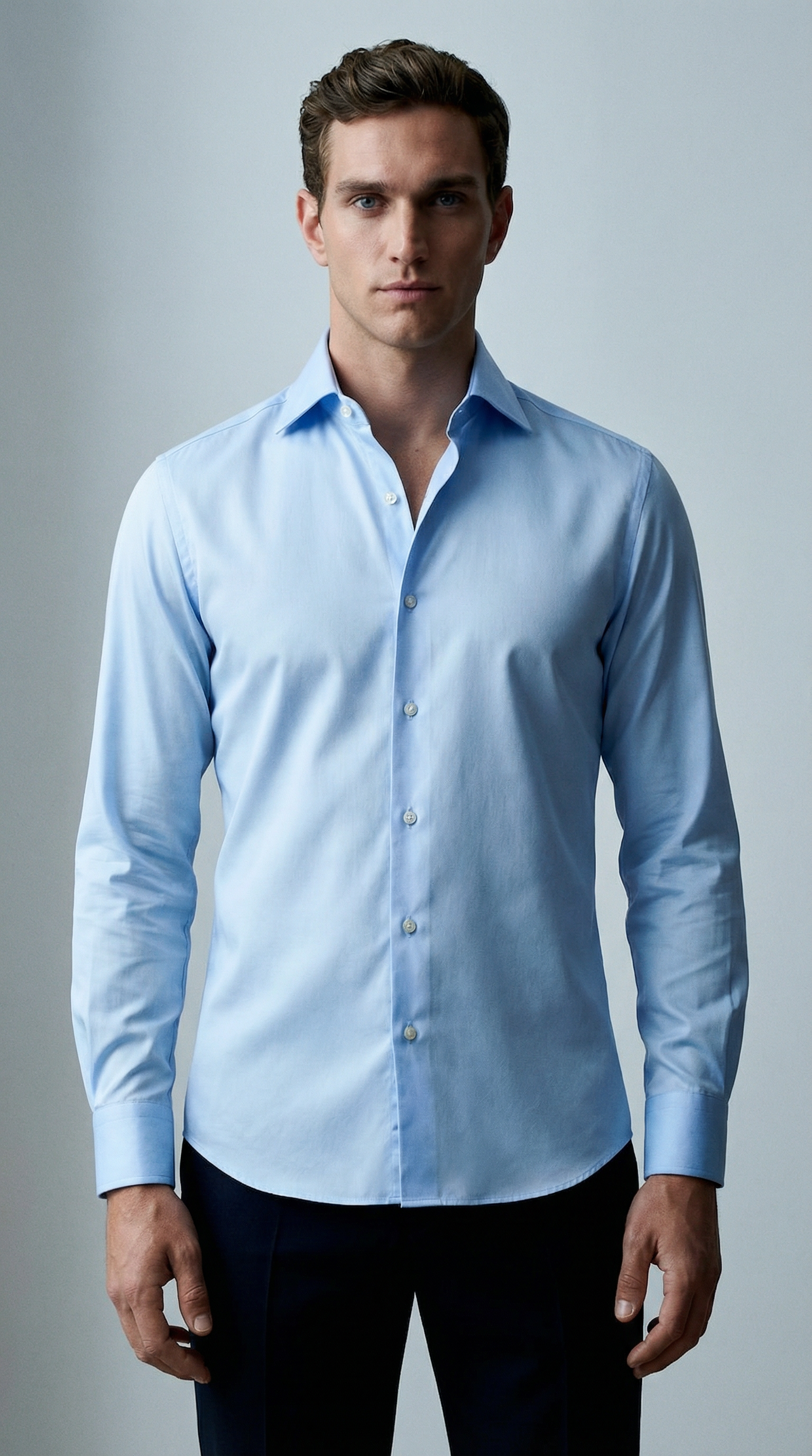 AI product shot of Light Blue Widespread Collar Shirt