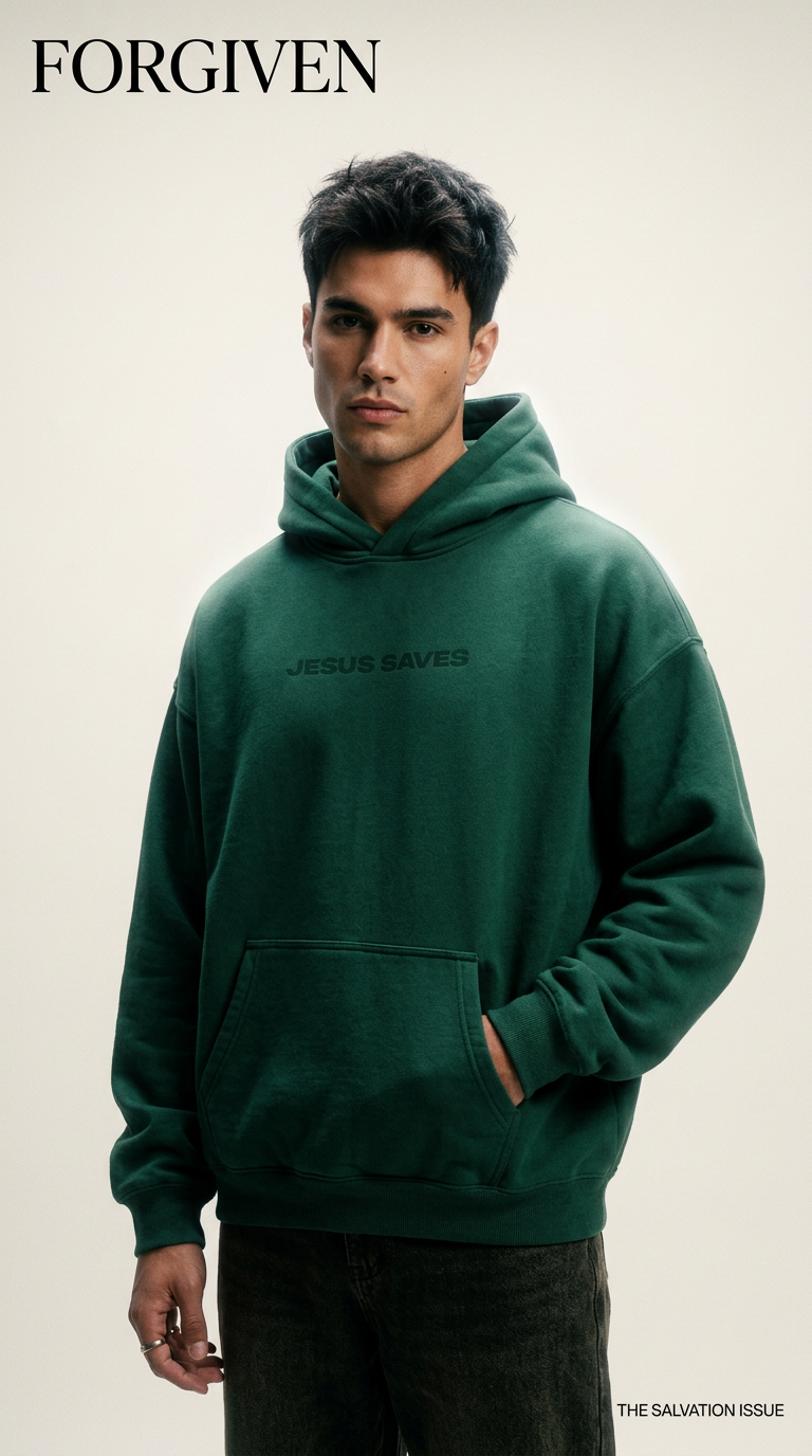 AI product shot of JESUS SAVES HOODIE