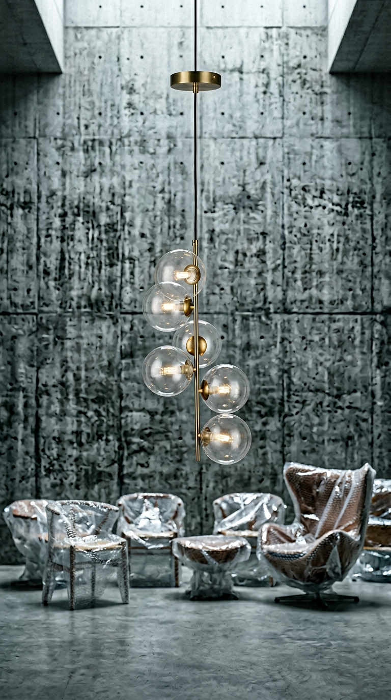 AI product shot of Pendant lamp with crystal spheres "ROMEE" - 6 x G9