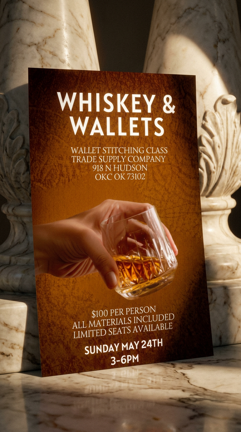 AI product shot of Whiskey and Wallets Class