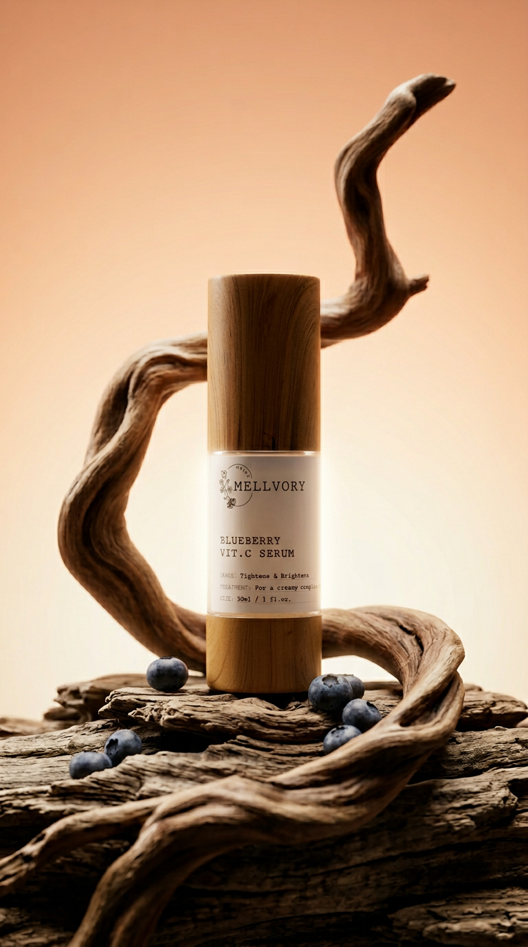 AI product shot of Blueberry + Vit C Brightening Serum
